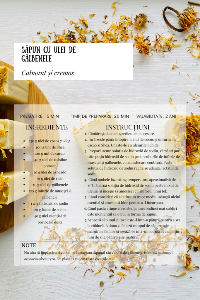 Cum să faci Săpun cu Ulei de Gălbenele - Rețetă | How to Make Calendula Infused Oil Soap with Recipe